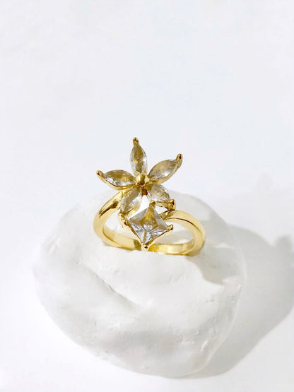 Diamond Flower Crystal Ring