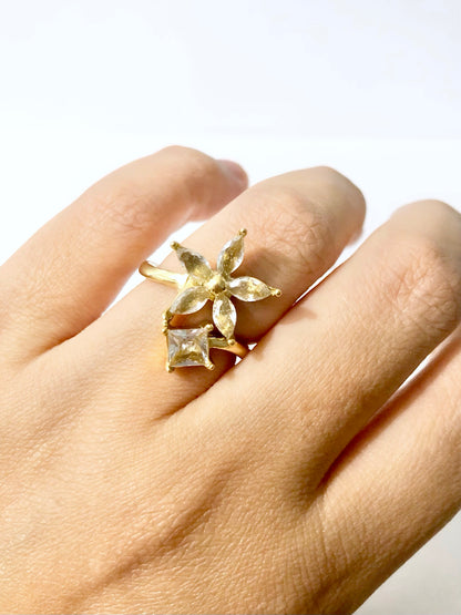 Diamond Flower Crystal Ring